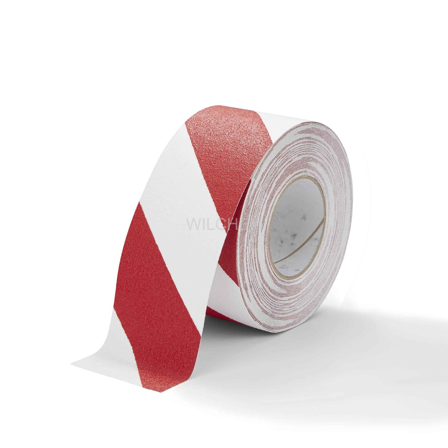 Red White Hazard Safety Grip Tape. Heskin's SAFETY GRIP HAZARD anti-skid tape. 60-grit aluminum oxide surface Internal and external application Water-resistant Available in rolls from 1″ to 46″