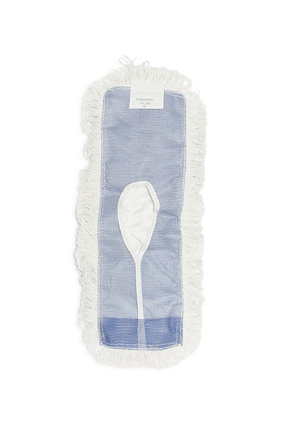 Carolina Mop White Nylon Finish Dust Mop is lint-free and perfect for applying floor finish. Its wax mop head ensures even distribution of wax and polish on any floor type.