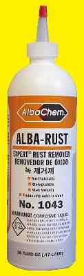Albachem ALBA-RUST removes all rust and metal stains from cotton, wool, synthetics, blends, and carpet. It may also remove rust stains from porcelain and tile.
