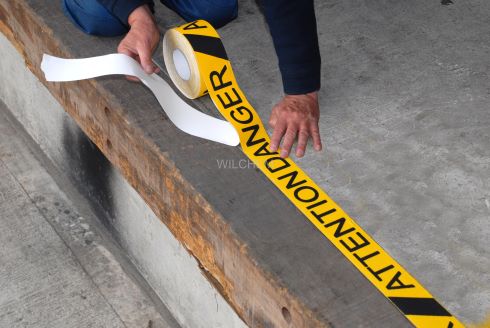 The Heskins range of printed anti-slip tape is perfect for marking hazardous areas to advise employees and guests to use caution when walking on or near certain areas.