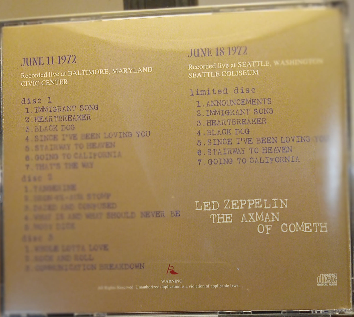 Axman Cometh Flagge Label Out Of Print