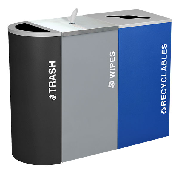 Bucket Wipes Dispenser in combination with other receptacles