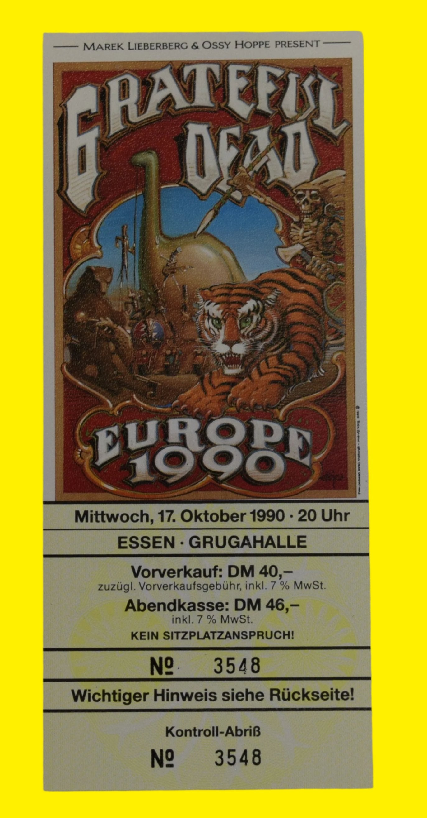 Grateful Dead Europe Essen 10/17/1990 Unused Ticket