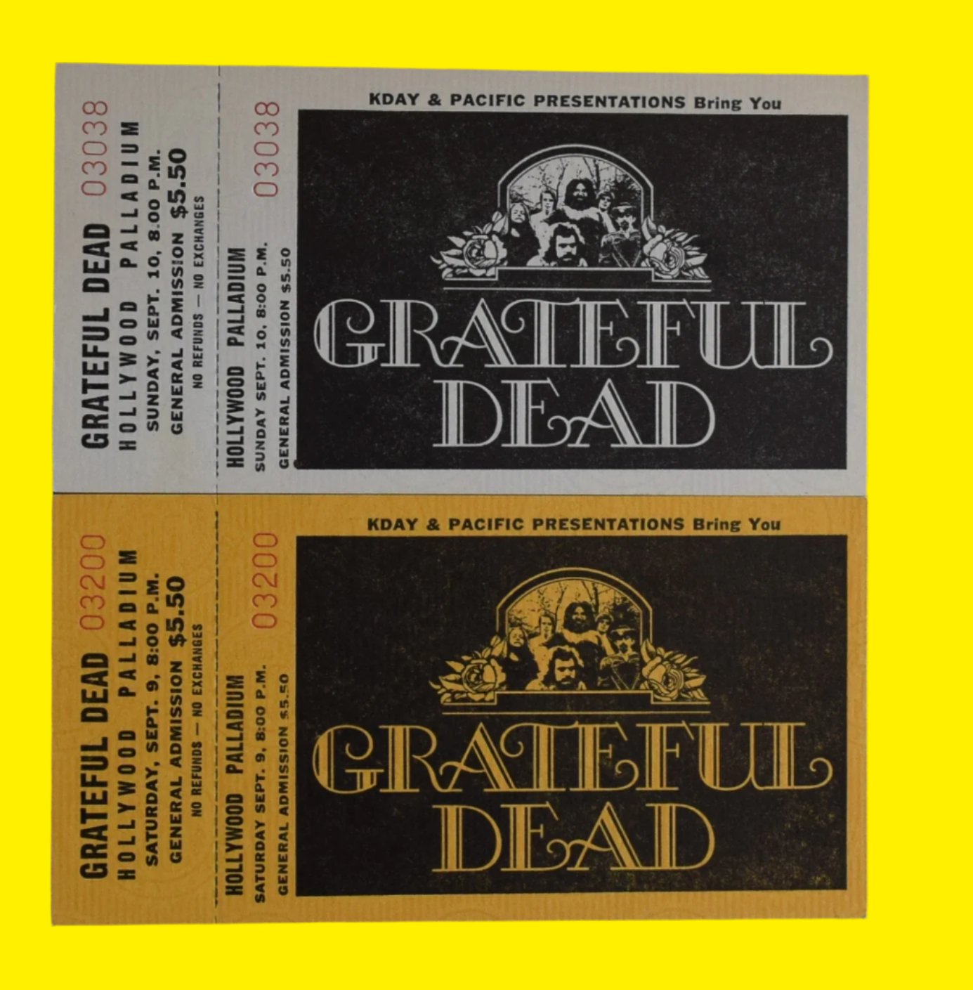 Grateful Dead Hollywood Palladium Unused Ticket 1972