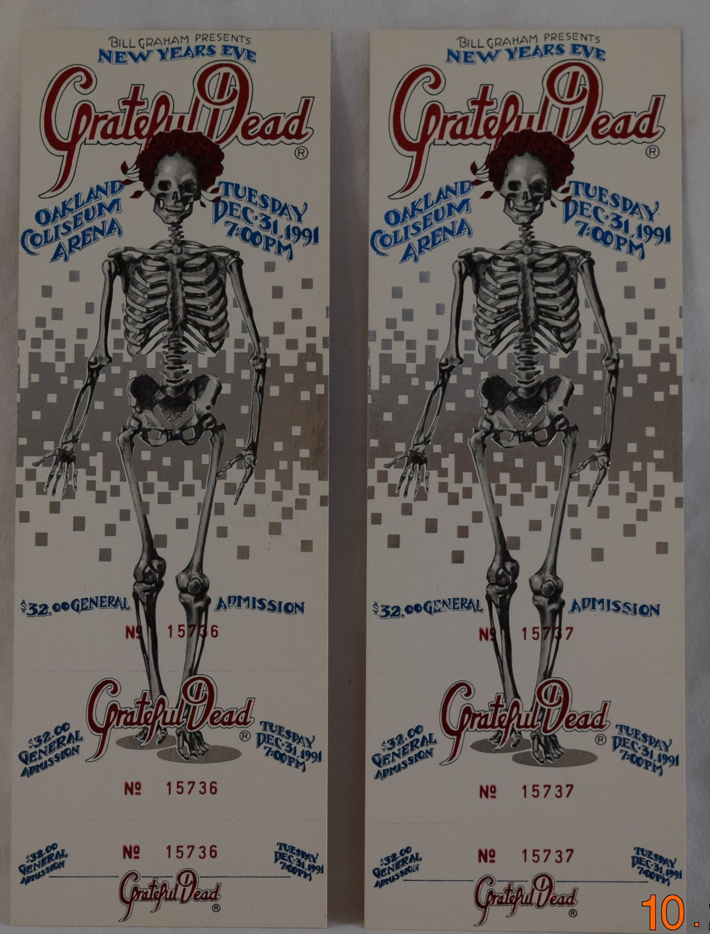 Grateful Dead New Years Eve 12/31-1991 Unused Tickets
