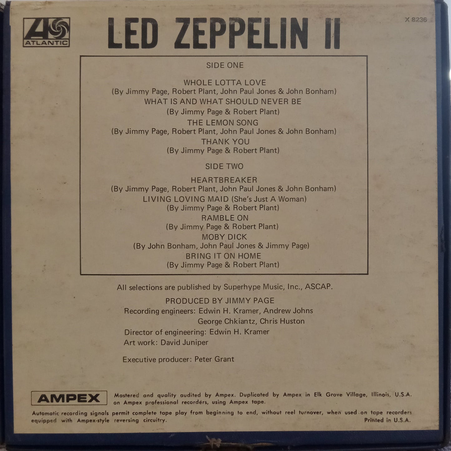 Led Zeppelin II Reel To Reel Ampex Out Of Print