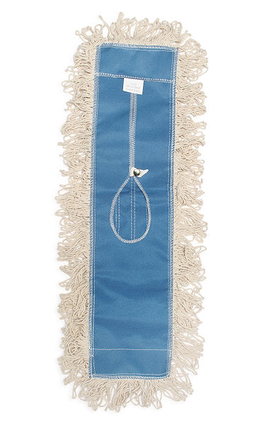 Carolina DUST MOP LAUNDERABLE LOOPED-END is made of fine-strand yarn and stitched to a high-grade, pre-shrunk blue synthetic material. The standard is keyhole backing with snaps.