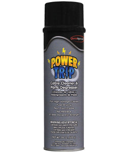 Questspecialty Power Trip removes grease and tough grime from cables and metal surfaces. It is non-corrosive to metals, with 37,000 dielectric strength.