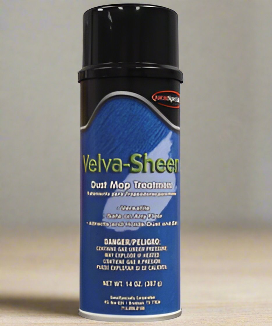 Questspecialty VELVA-SHEEN acts like a magnet to attract lint and dust to dust mops.