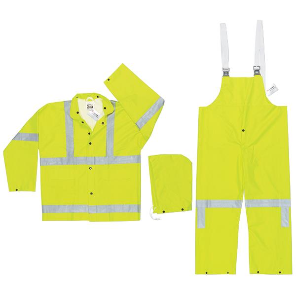 MCR Safety Luminator Class 3 Rain Suit, Medium, Yellow