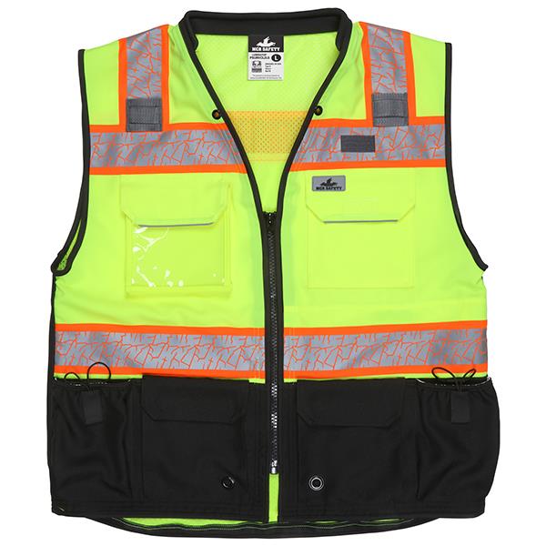 MCR Safety ANSI Class 2 Solid Front Mesh Safety Vest, Large, Hi-Vis Lime