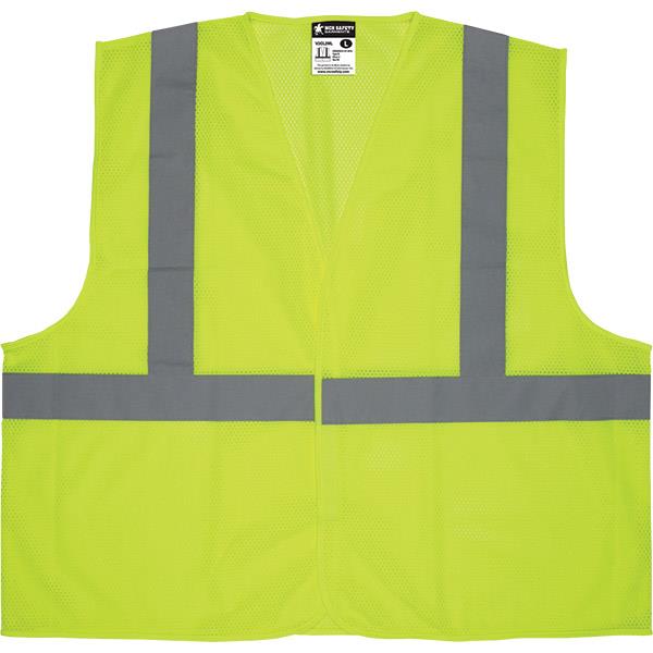 MCR Safety Luminator Class 2 Hook-&-Loop Mesh Vest, 4X-Large, Lime