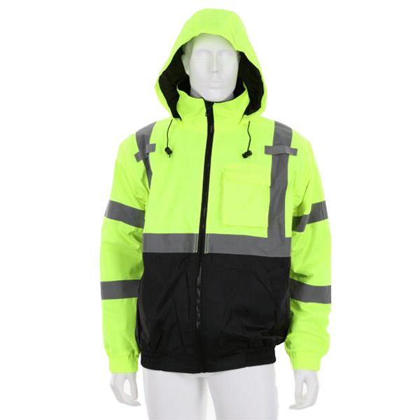 MCR Safety Insulated Two Toned Class 3 Bomber Jacket, Large, Fluorescent Lime/Black
