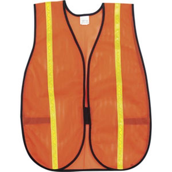 MCR Safety General-Purpose Mesh Vest, Orange w/ 3/4" Lime Stripes, Universal