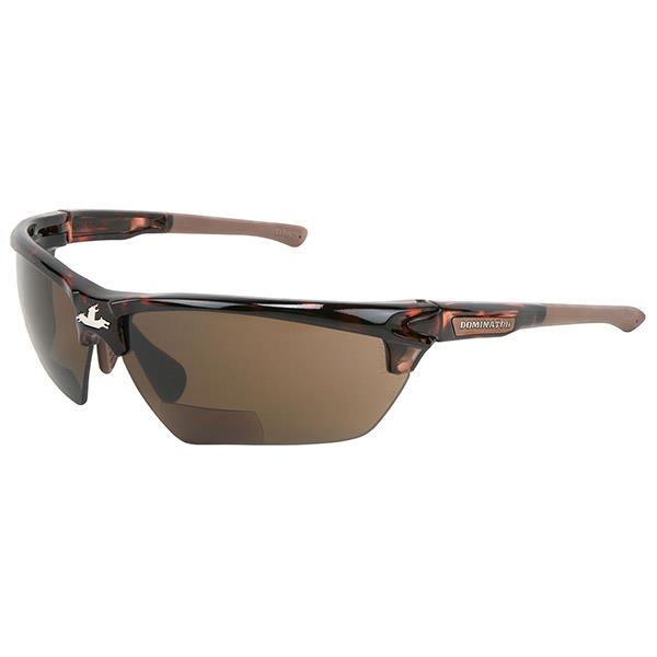 MCR Safety Dominator™ 3 Magnifying Eyewear, Tortoise Shell Frame, Brown Anti-Fog Lens, +1.0 Diopter - Case of 6