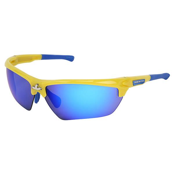 MCR Safety Dominator™ 3 Eyewear, Yellow/Blue Frame, Blue Diamond Mirror Lens - Case of 12