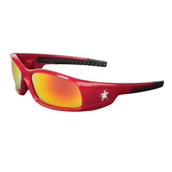MCR Safety Swagger® Eyewear, Red Frame, Fire Mirror Lens - Case of 12