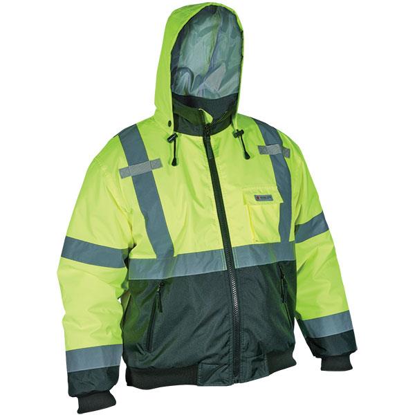 MCR Safety Luminator Class 3 Value Bomber Jacket, Large, Fluorescent Lime/Black