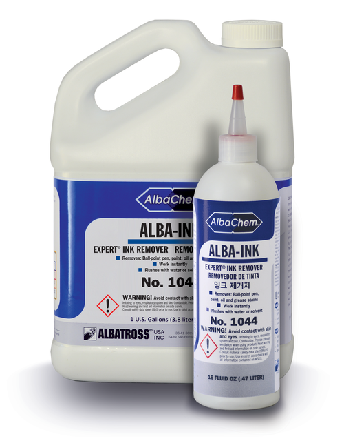 ALBA-INK EXPERT INK REMOVER: Alba-Ink is a powerful cleaning solution for removing most textile ink stains. It is fast-acting and works on ink and paint.
