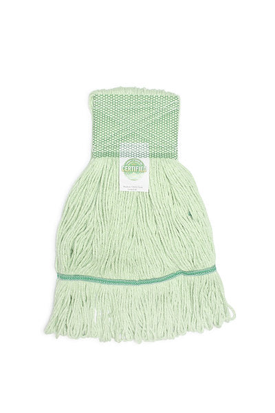 Carolina Mop GREENTEX WIDEBAND WET MOP is an environmentally-friendly mop made of 100% recycled yarn. The new yarn is comprised of 70% green PET and 30% post consumer rayon/polyester