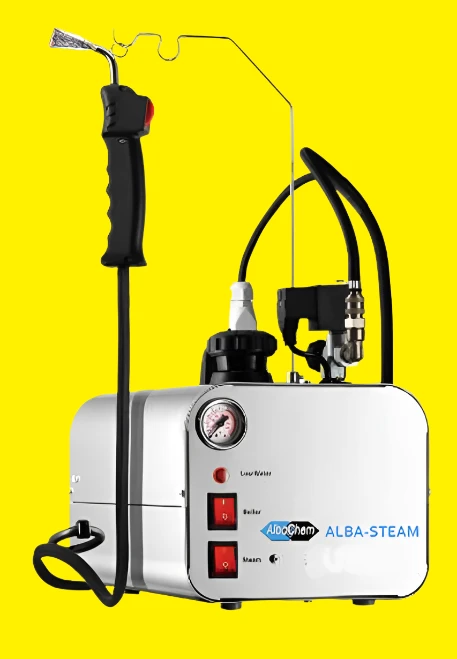 Alba Steam System, a Mini Steam generator, quickly produces high-pressure steam to assist in removing set-in water-soluble stains. Use in conjunction with HydroSolv, Venta TM, and Venta 2M. 110-120V. 60 Hz. 