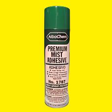 AlbaChem Premium Mist Adhesive provides a temporary tack or permanent bond on various substrates. It may bond cloth, wood, film, plastic, cardboard, etc.