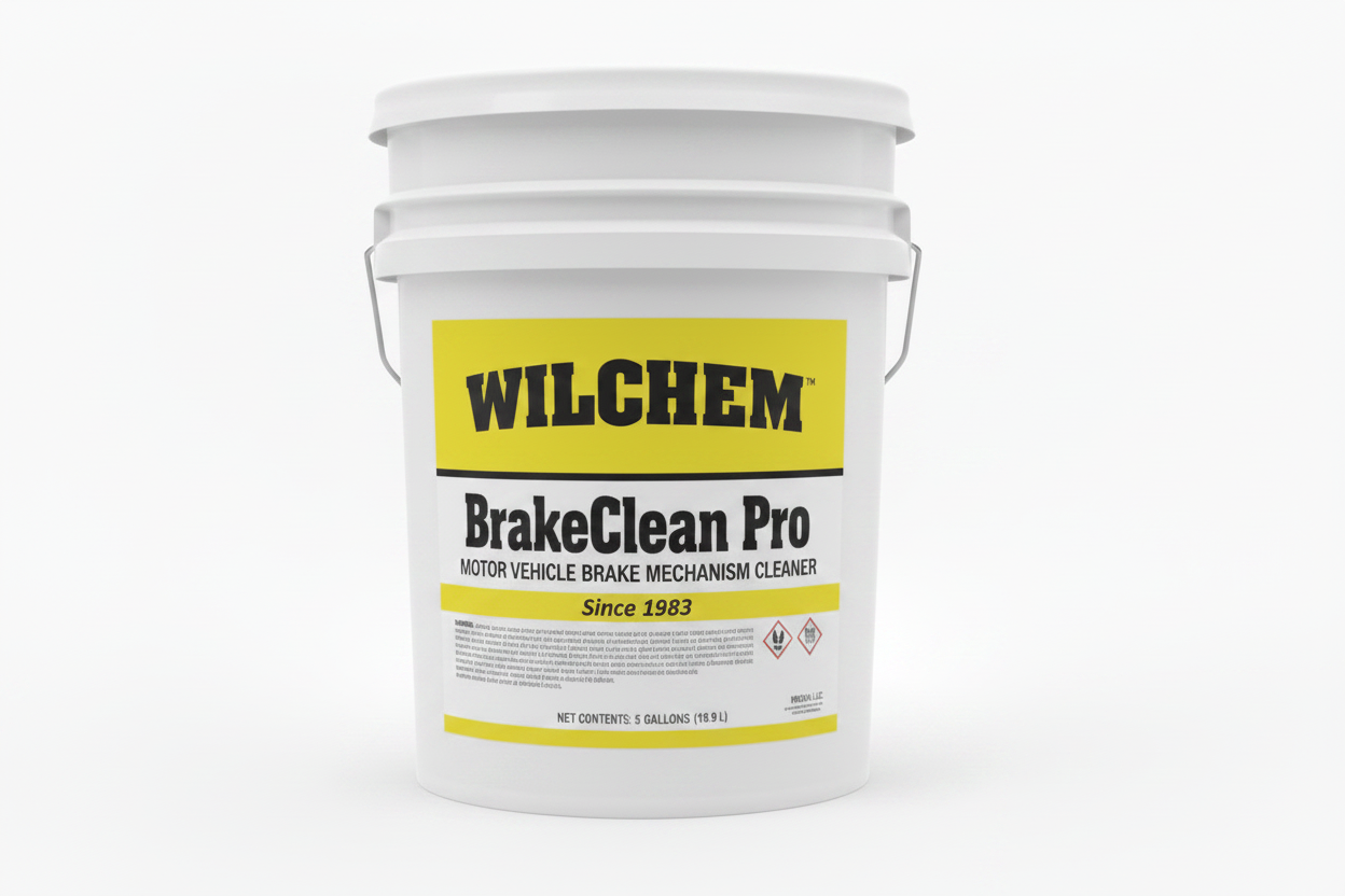BrakeClean Pro 5-gallon pail with Wilchem label