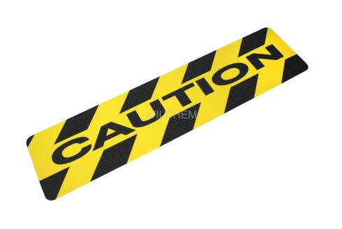 HESKINS SAFETY GRIP PRINTED CAUTION STRIP. The Heskins range of printed anti-slip tape is perfect for marking hazardous areas to advise employees and guests to use caution when walking on or near certain areas.