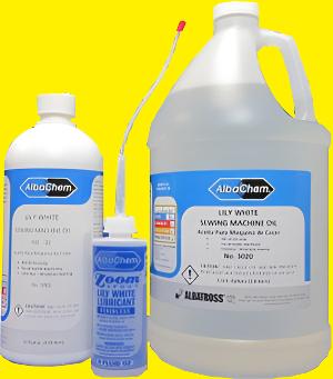 AlbaChem Crystal Clear Sewing Machine Oil Are refined, narrow-cut, non-detergent mineral oils. They are ideal for sewing machines and other applications.