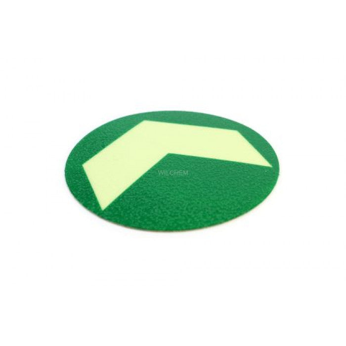 HESKINS DIRECTIONAL ARROWS SELF-ADHESIVE DISC GID Glow-in-the-dark arrows are 100mm, self-adhesive discs that day or night, and mark directions of routes in the workplace