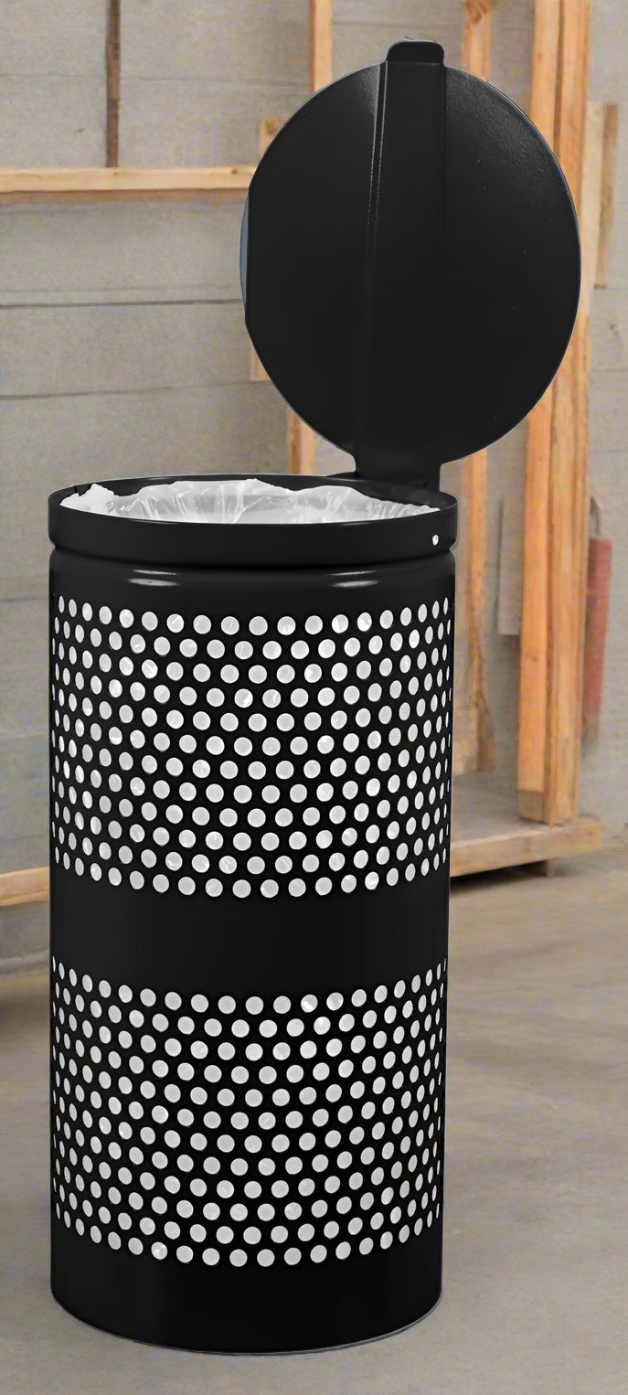 Landscape Series 10-Gallon Receptacle w/ Lid Black Gloss
