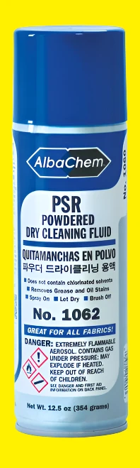 AlbaChem PSR removes grease, oil, dirt, and food stains from all fabrics. Great for apparel manufacturers, textile mills, dry cleaners, embroiderers, and upholsterers.