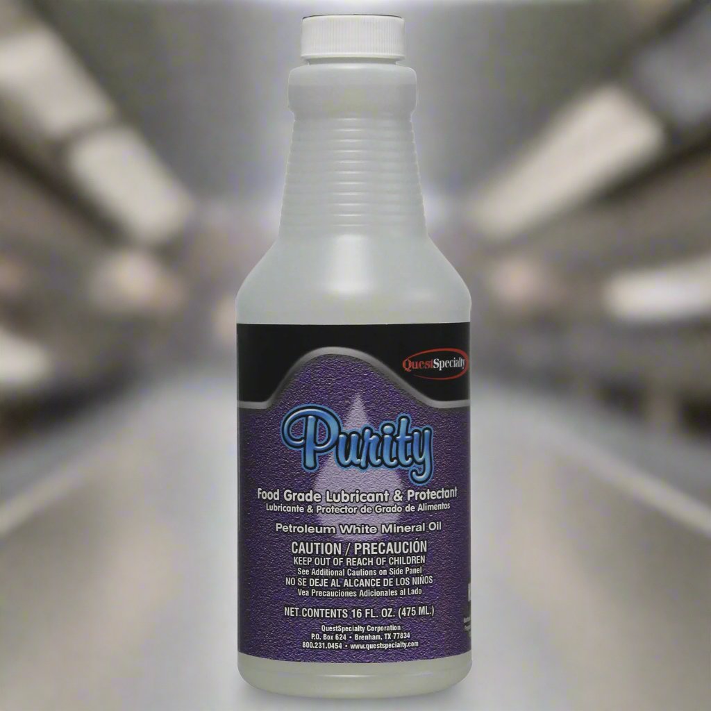  Questspecialty PURITY lubricates food preparation appliances and machinery. Also, an excellent metal surface cleaner and polish