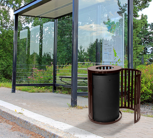 Streetscape Collection 45-Gallon Receptacle With Front Entry & Optional Canopy Dome