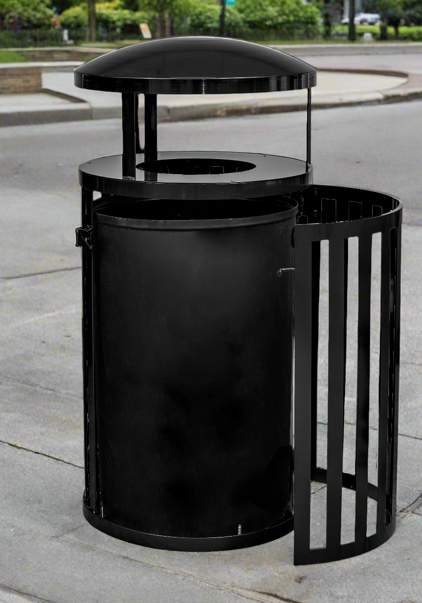 Streetscape Collection 45-Gallon Receptacle Black Gloss