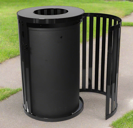 Streetscape Collection 45-Gallon Receptacle Black with Door
