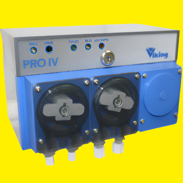 The Viking Pro 4 is a 2 product, liquid rinse &amp; liquid detergent probe controlled warewash dispenser for high temp dish machines.