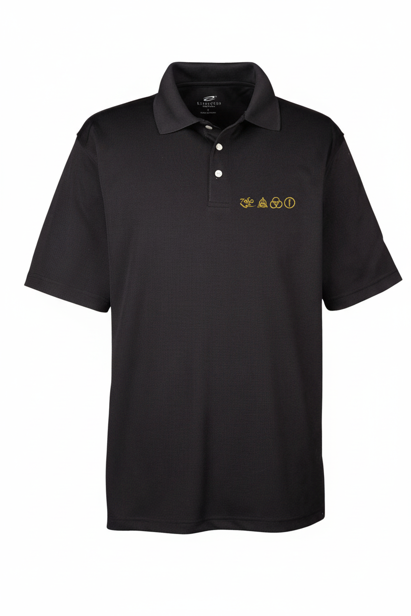 Black polo with LZ - 4 Symbols Embroidered