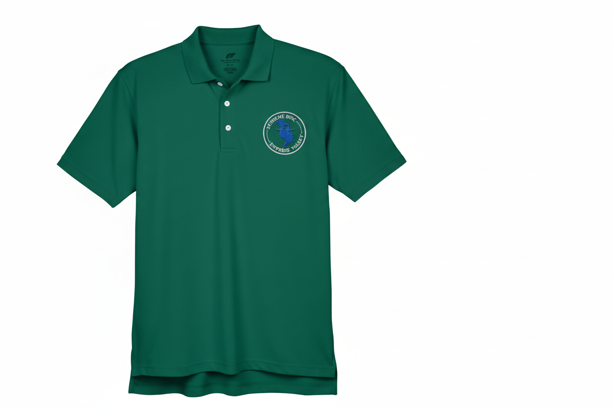 Blue Head White Font – Forest Green Polo Redo