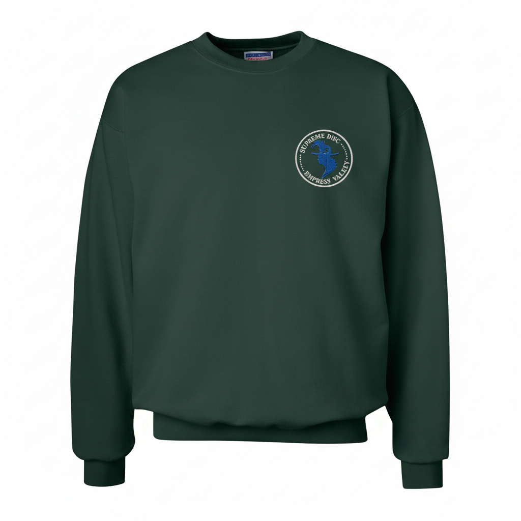 Blue Head White Font – Forest Green Sweatshirt Redo