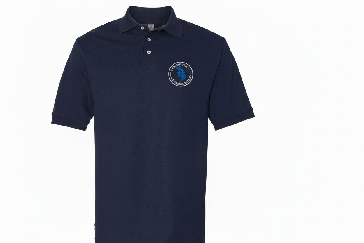 Blue Head White Font – Navy Polo
