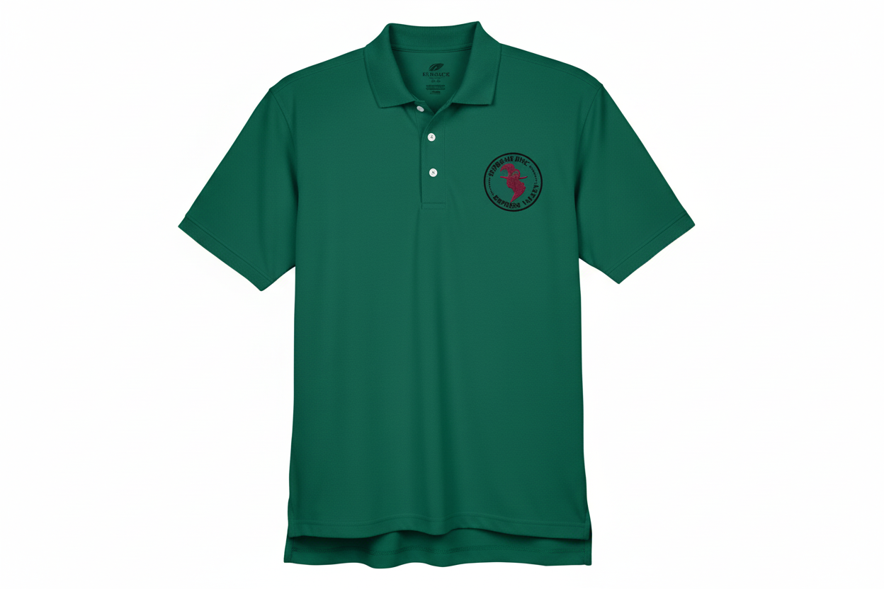 Burgundy Head Black Font – Forest Green Polo Redo