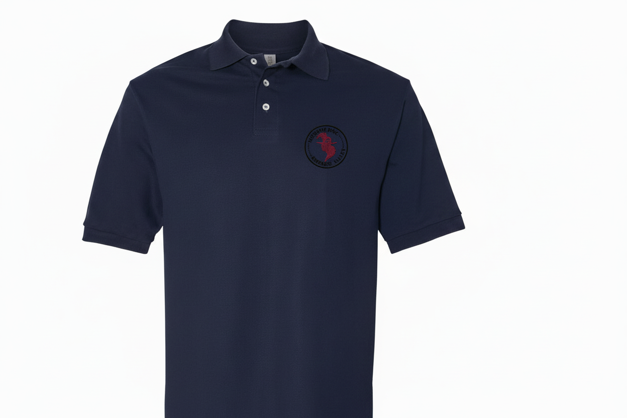 Burgundy Head Black Font Shirt Color BG – Navy Polo