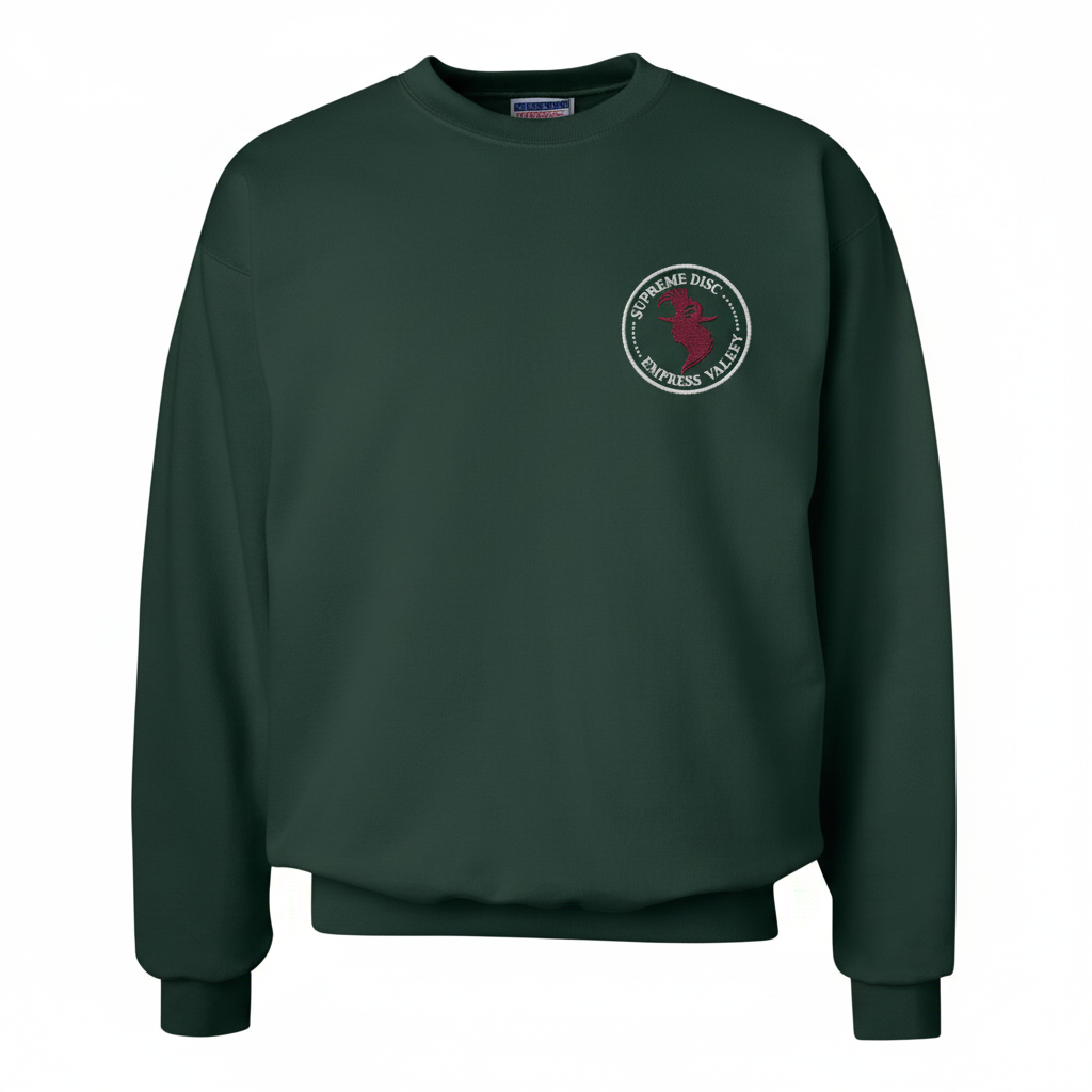 Burgundy Head White Font Shirt Color BG – Forest Green Sweatshirt