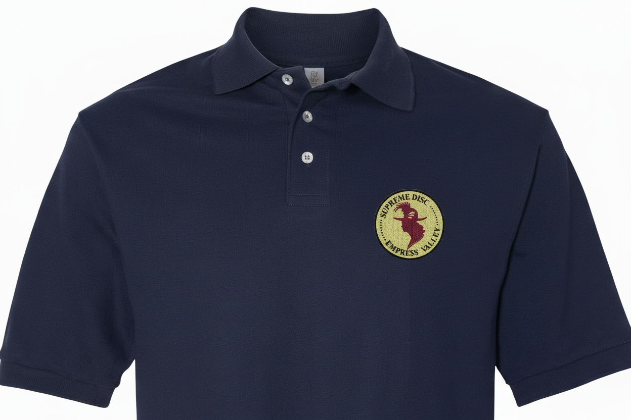 Empress Valley Logo on Navy Polo – Left Chest