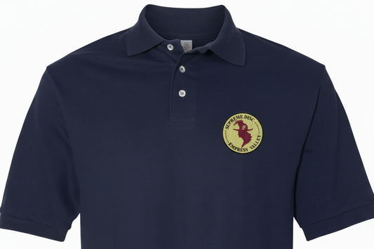 Empress Valley Logo on Navy Polo – Left Chest