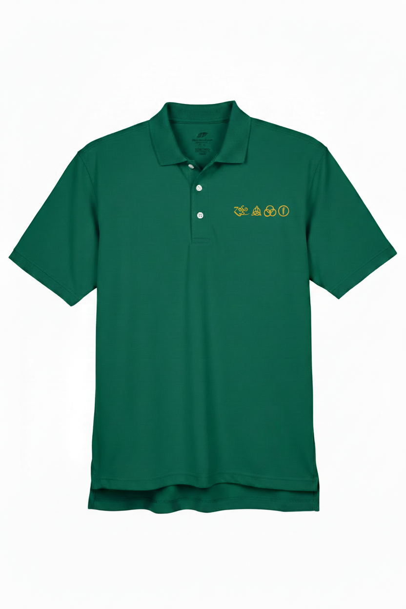 Forest green polo LZ - 4 Symbols Embroidered