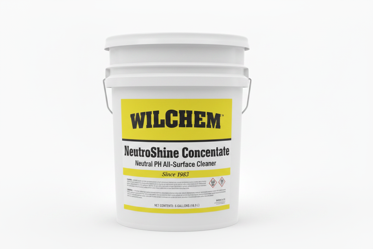 NeutroShine Concentrate 5-gallon pail with Wilchem label