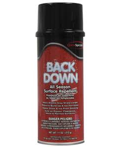BACK DOWN Wax Barrier Repls Ice Snow Grass Clippings & Dirt From Metal Plastic & Painted Surfaces