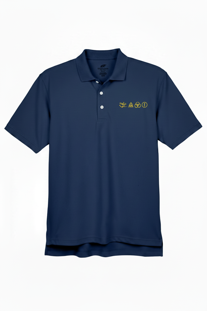 Navy blue polo with LZ - 4 Symbols Embroidered